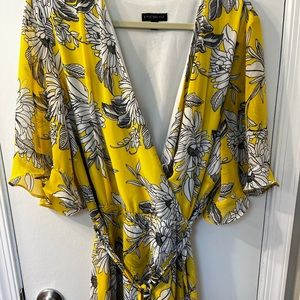 Cute yellow floral chiffon dress